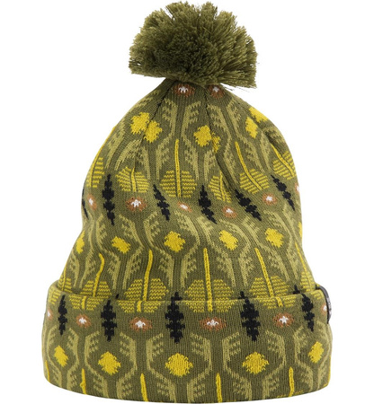 Mountain Jaquard Beanie, Olive Green Pattern